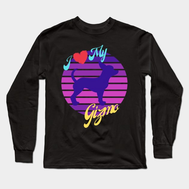 Love My Gizmo Chihuahua Dog Retro Sunset Long Sleeve T-Shirt by Ognisty Apparel